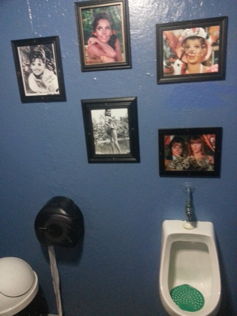 The women of Gilligan's Island watch the men's room in this bar